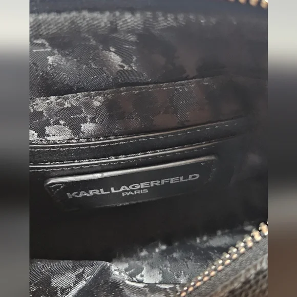 NWT Karl Lagerfeld Black Crossbody Bag with Pink Accents - Picture 7 of 8